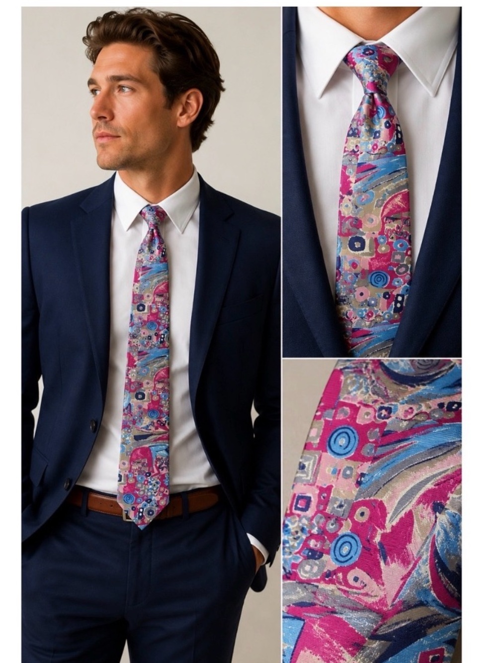 METROPOLIS Silk Colorful Abstract Mens Tie